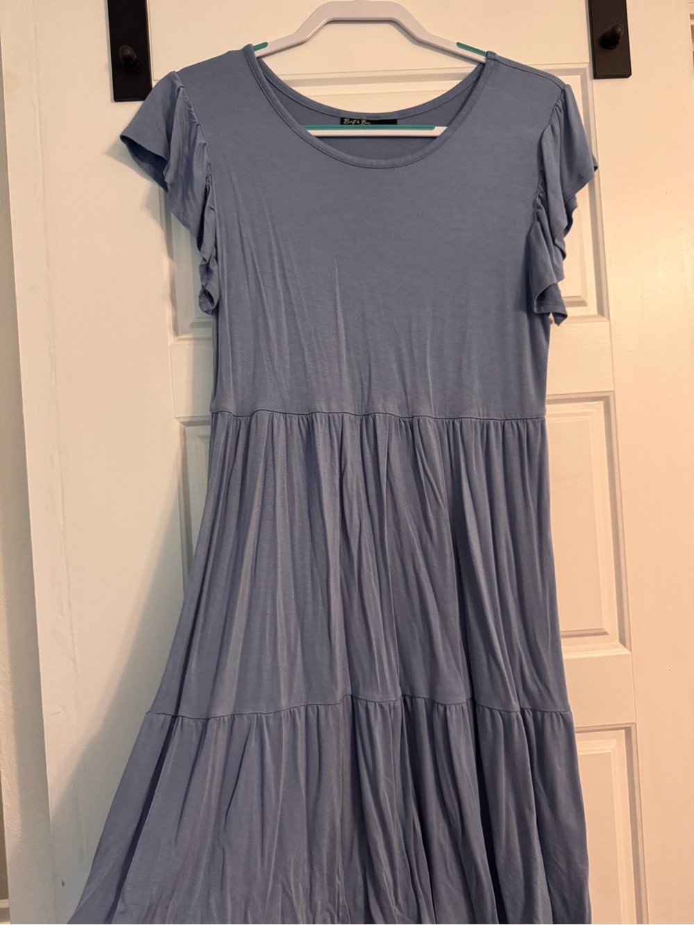 Light Blue Tiered Ruffle Sleeve Dress - M